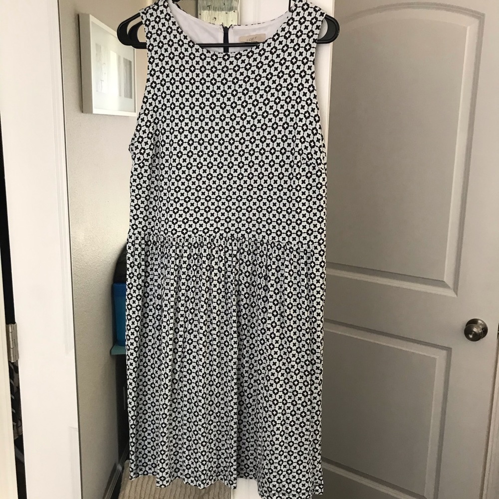 LOFT Blue and White Printed Summer Dress